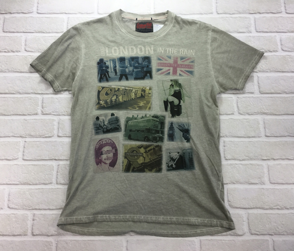 766 WASHED grey T-SHIRT with LONDON icons PRINT M