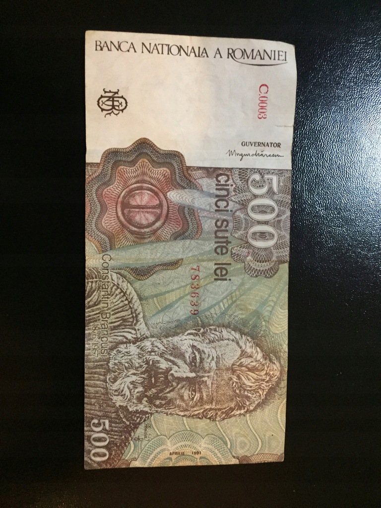 Banknot Rumunia 500 Lei 1991 Rzadki