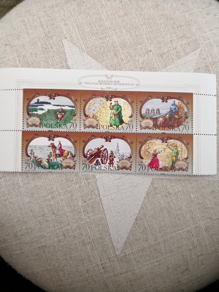 6 znaczków Bohaterowie Trylogii H. Sienkiewicza