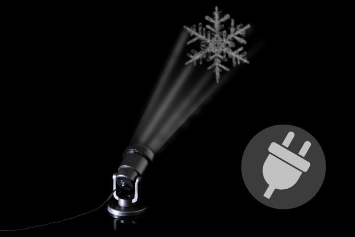 Reflektor LED białe, ruchome płatki śniegu