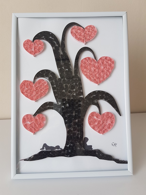 Quilling Rękodzieło Handmade Obraz Fantazja Drzewo
