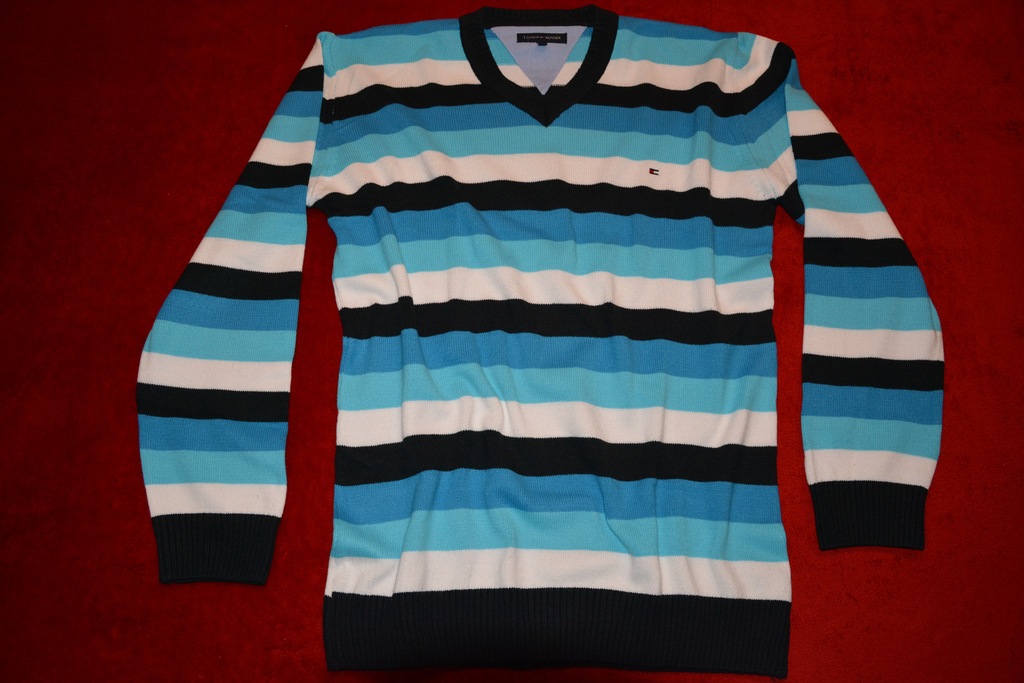TOMMY HILFIGER sweter w paski XXL pulower od 1 zł