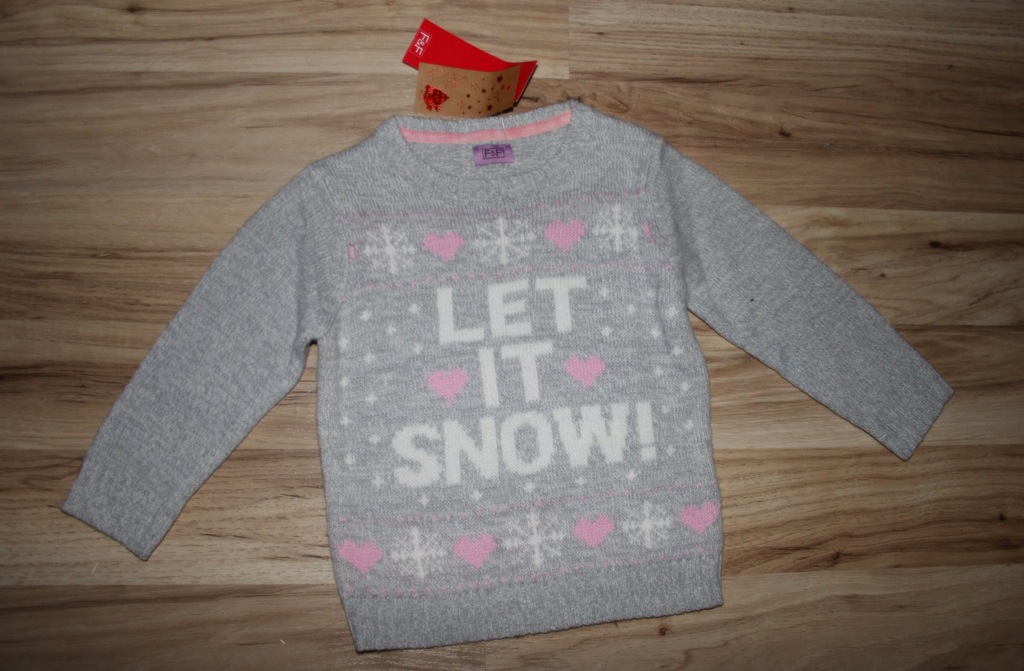F&F świąteczny sweterek LET IT SNOW 86-92 NOWY