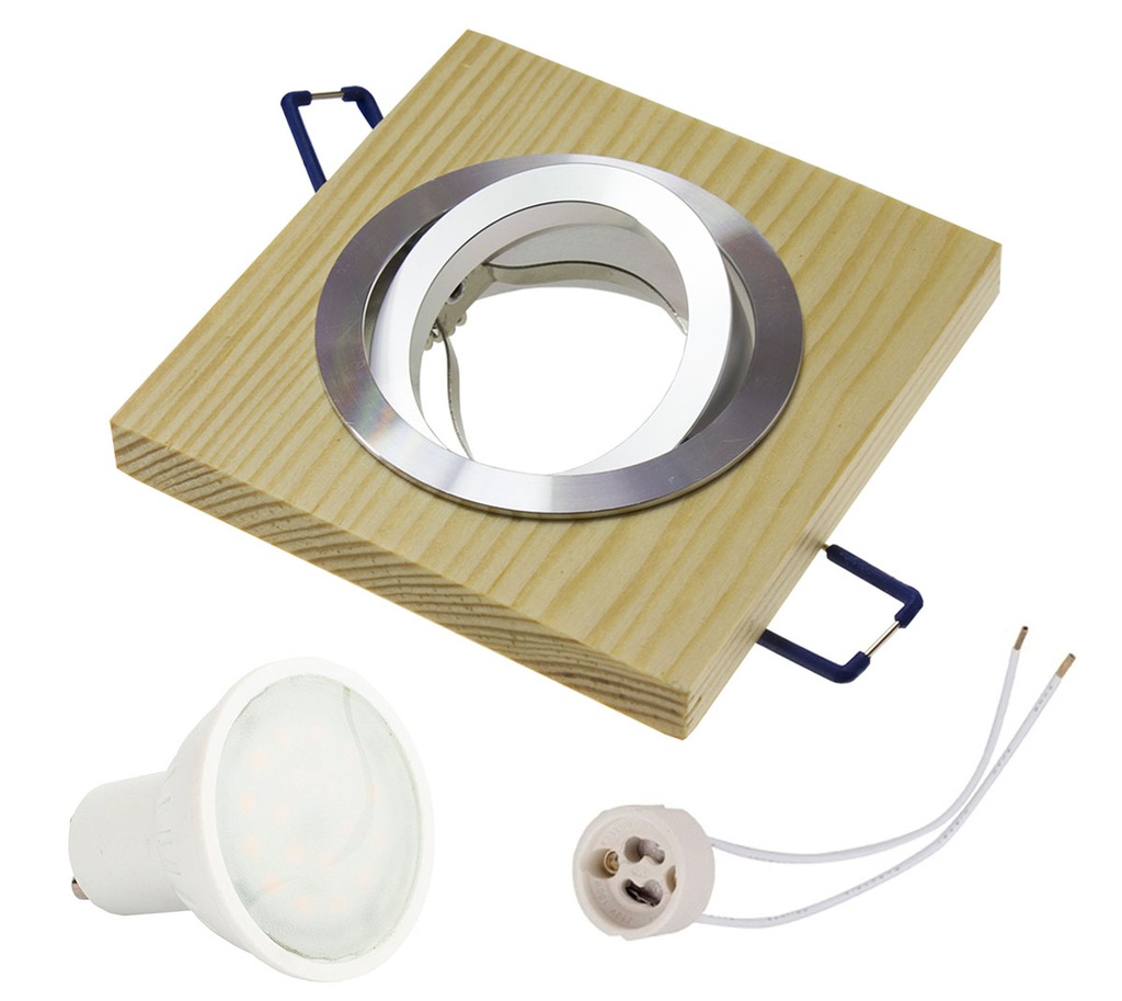 ZESTAW Oprawa halogenowa drewniana + LED 10W 71019