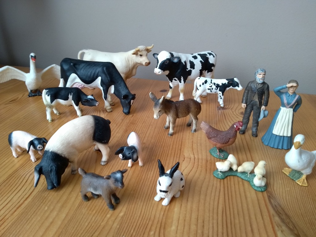 Schleich zestaw 17 figurek krowa byk OKAZJA !