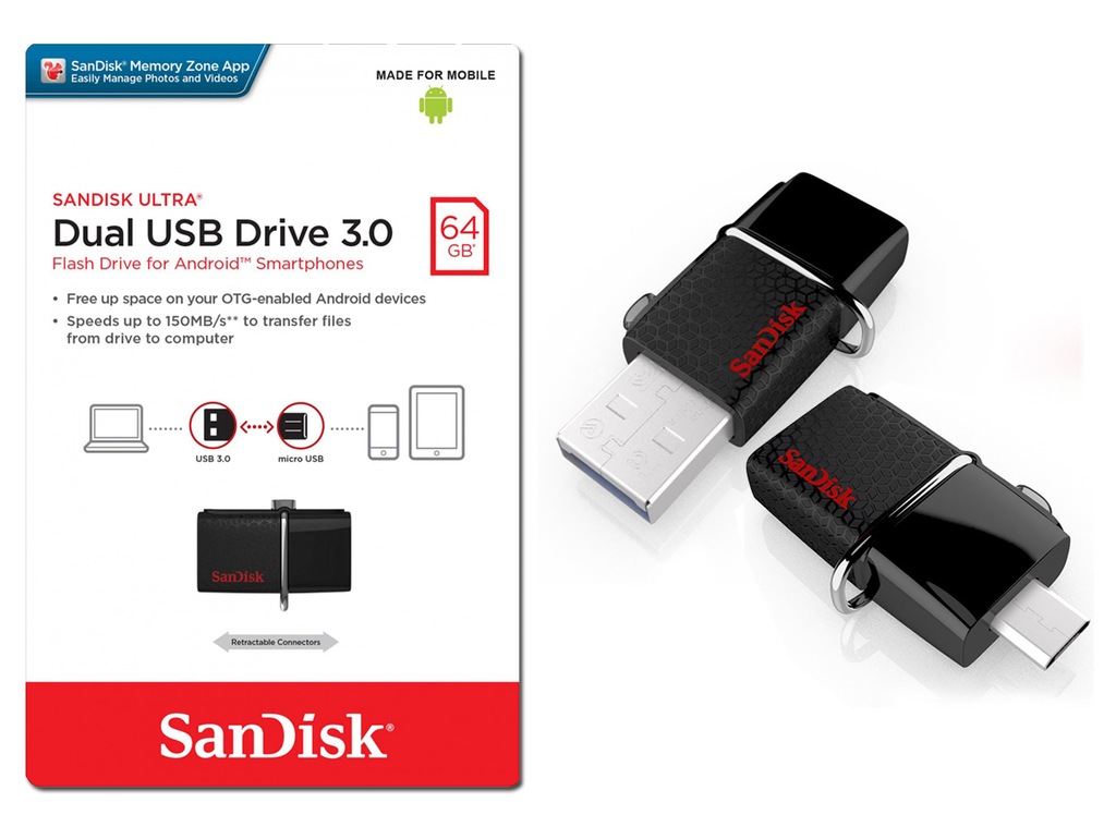 Pendrive SANDISK ULTRA DUAL micro 64GB USB 3.0