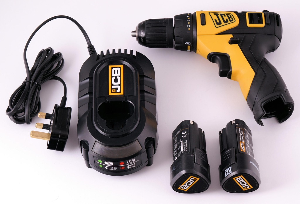 Wkrętarka JCB DD12Li ładowarka + 2 x AKU 1,3Ah 12V