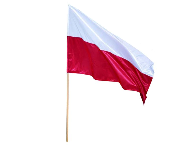 Flaga Polski 110x68 na drzewcu 120 cm
