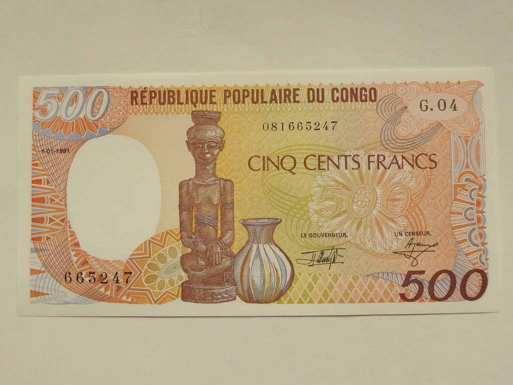 500 Frankow Kongo 1991 - Banknot UNC -218