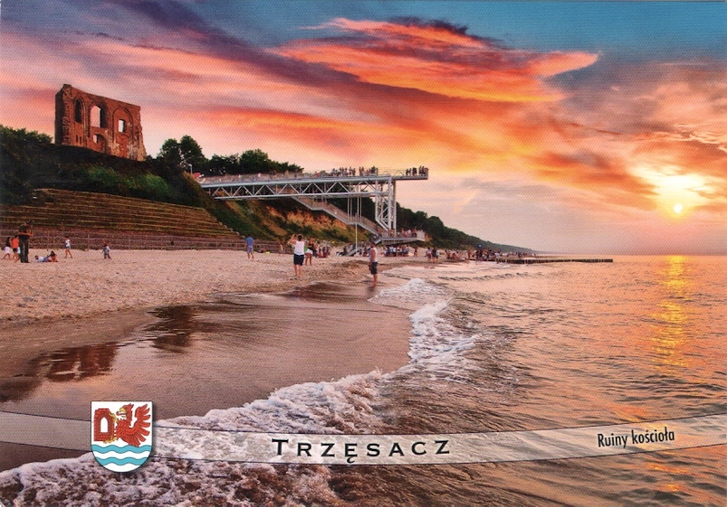 TRZĘSACZ - KOŚCIÓŁ + MOLO - HERB i SŁOŃCE - 2017R