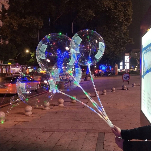 ŚWIECĄCE BALONY LED DUŻE 30 + RURKA + RĄCZKA HIT