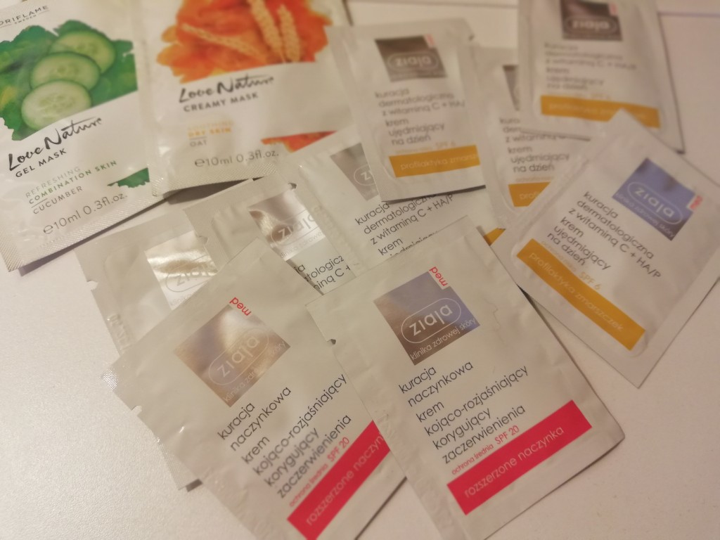 maseczki ORIFLAME + kremy Ziaja próbki