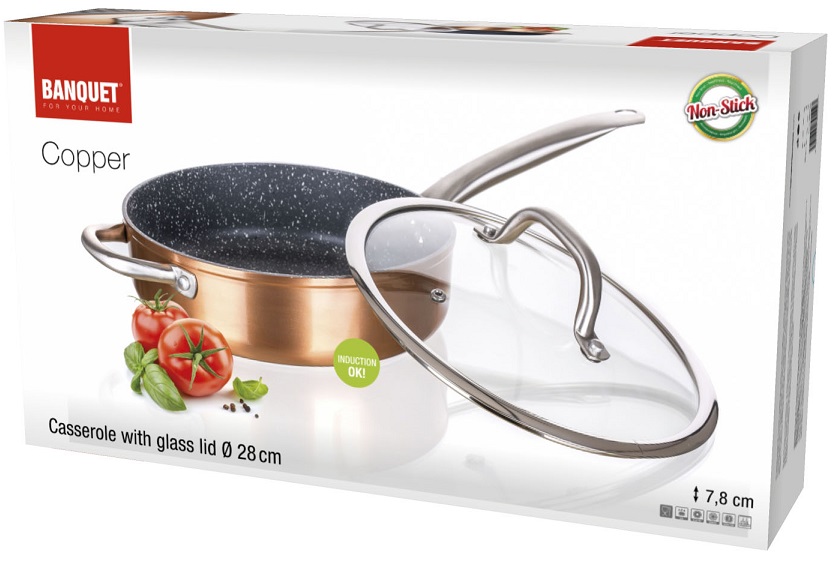 PATELNIA z pokrywą Banquet COPPER 28CM INDUKCJA