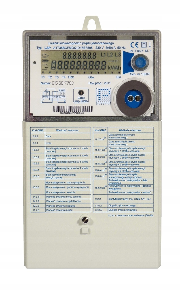 LICZNIK ENERGII 1-FAZOWY 230 V 60 A ZEUP POZYTON