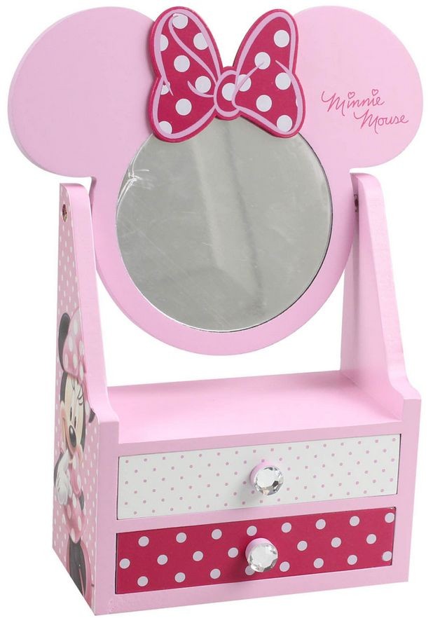 SLICZNA DREWNIANA TOALETKA MYSZKA MINNIE LUSTERKO