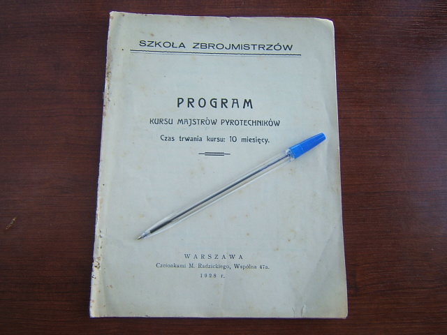 BROSZURA 1928 SZKOŁA ZBROJMISTRZÓW PIROTECHNIKA