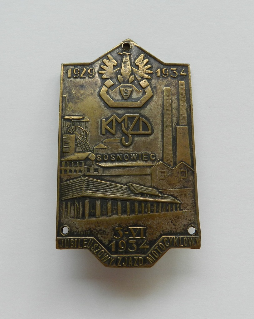 PLAKIETA KMZD SOSNOWIEC - ORZEŁ STRZELECKI - 1934