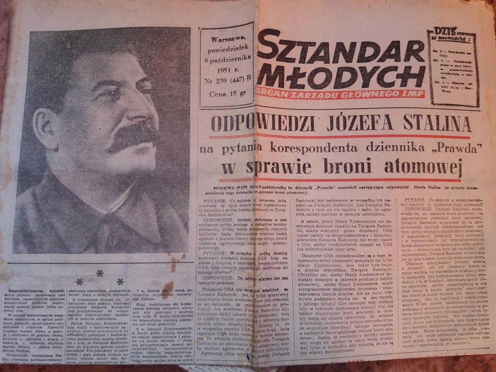 czasopismo Sztandar Młodych 7 egzemplarzy z 1951r