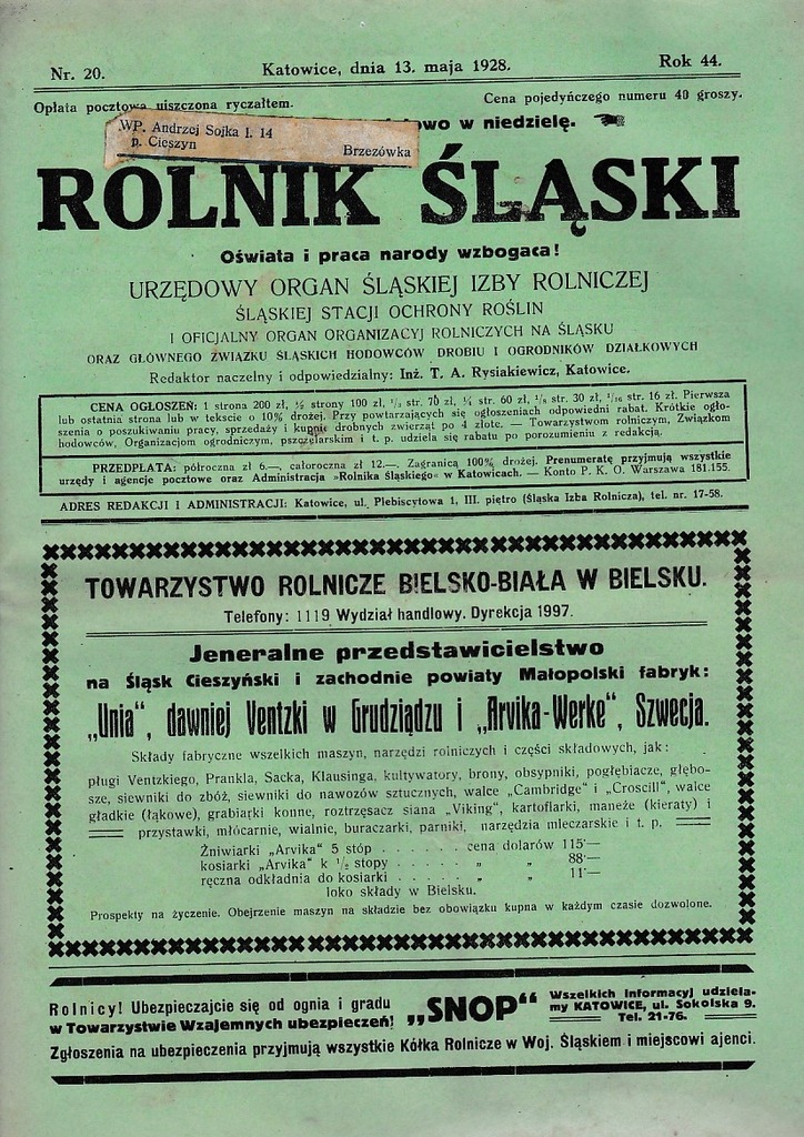 1928 20 Cieszyn Boguszowice Wisła Wielka Miedźna