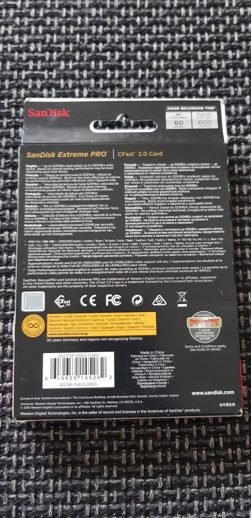 SanDisk Extreme PRO CFast 2,0 CARD 256GB