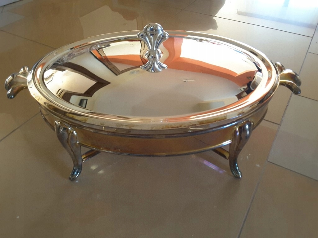Posrebrzana patera z podgrzewaczem , Nowa