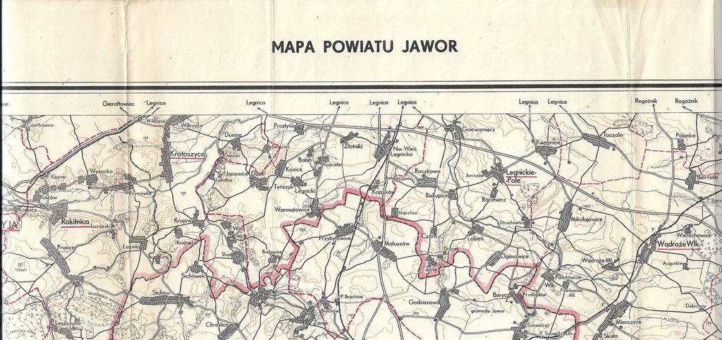 Mapa Powiatu Jawor nr 269 PPWK Warszawa 64 r.