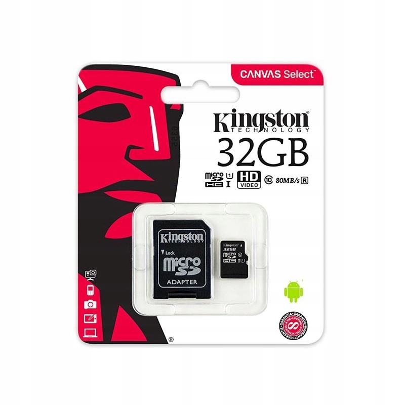 KINGSTON 32GB Karta Pamięci MicroSDHC 80MB/s