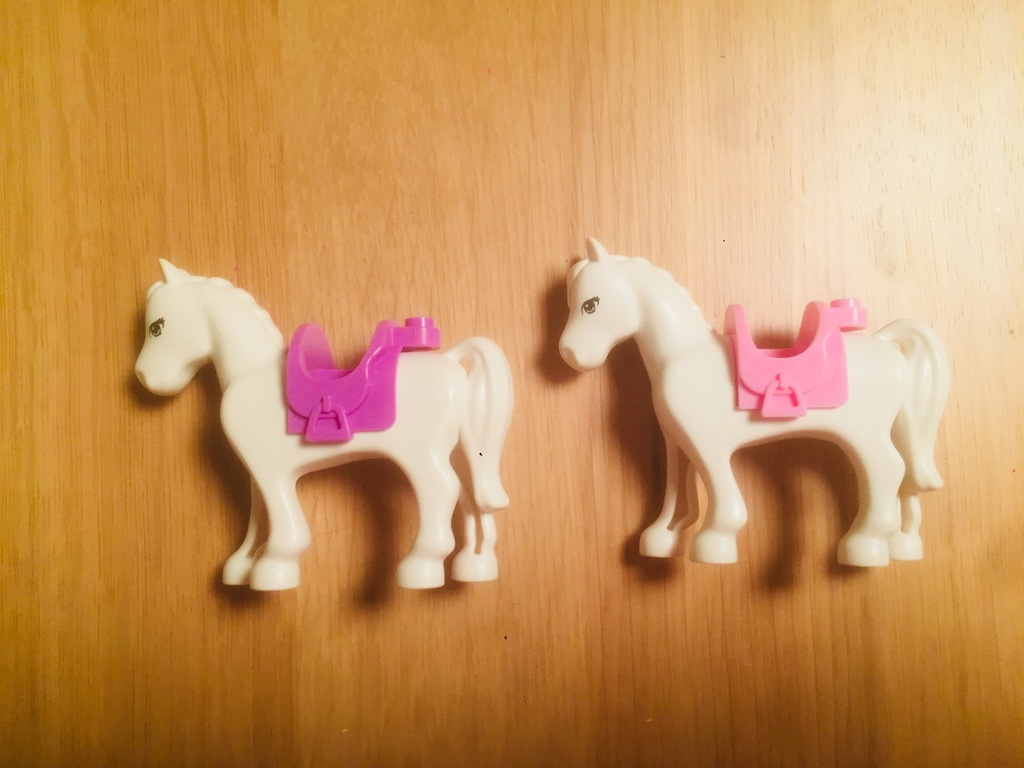 2x konik koń lego friends biały różowe siodło