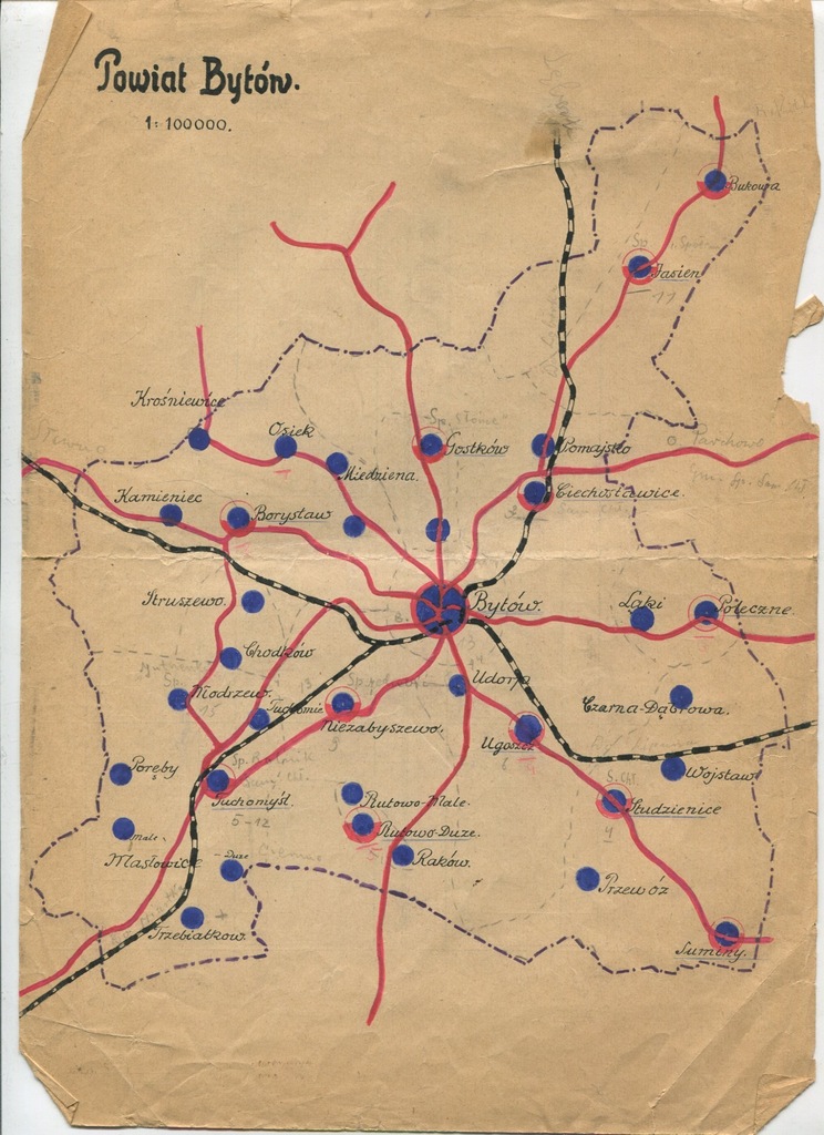 mapa POWIAT BYTOWSKI Bytów Butow