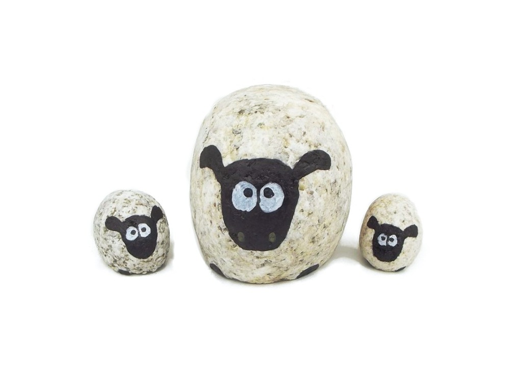 baranki i mama owieczka, figurki kamienne