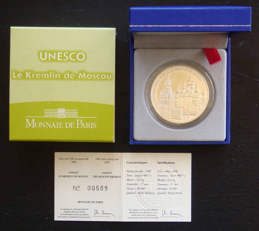 10 EURO KREML ZABYTKI UNESCO FRANCJA 2009