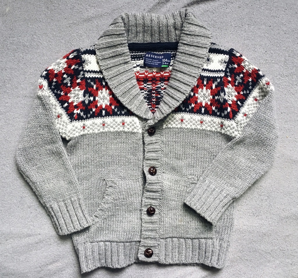 sweter dziecięcy pleciony szary Reserved 104 - 110