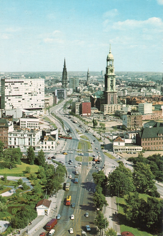 NIEMCY - HAMBURG - MIASTO + KOŚCIÓŁ + STARE AUTA -