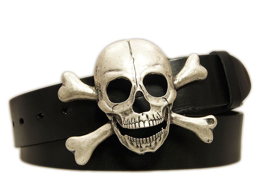 PASEK DO SPODNI SKÓRZANY KLAMRA CZASZKA SKULL !!!