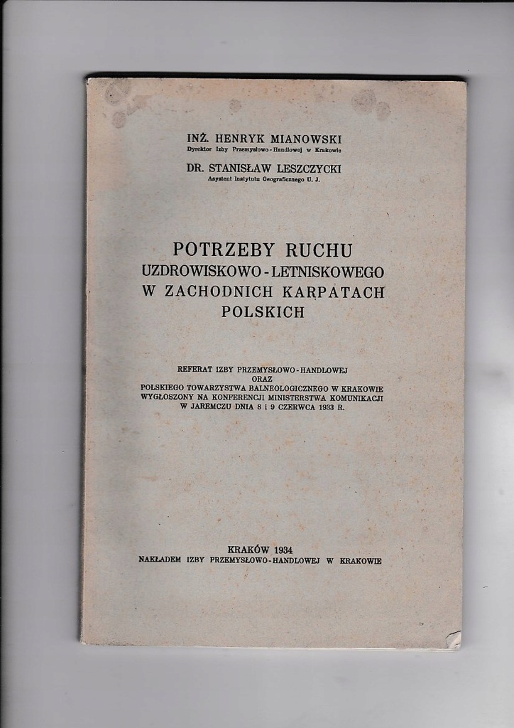 KARPATY 1934 Uzdrowiska mapy