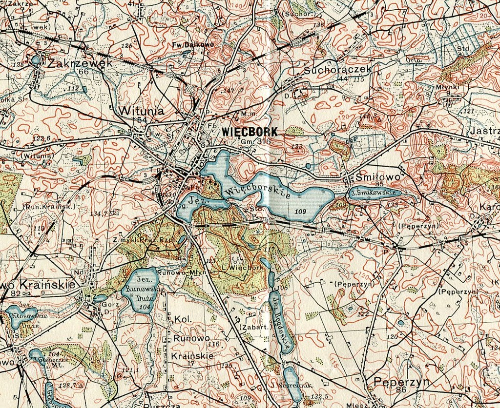 WIĘCBORK / SĘPÓLNO :: mapa wojskowa WIG 1938