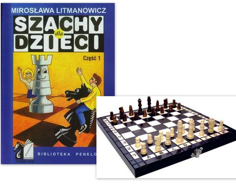Szachy dla dzieci Część 1+SZACHY drewniane 23cmx23