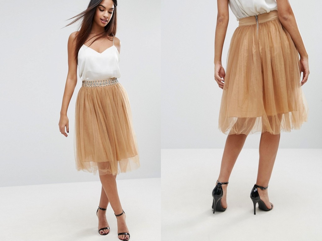 Boohoo Brązowa Spódnica Tiulowa L/40