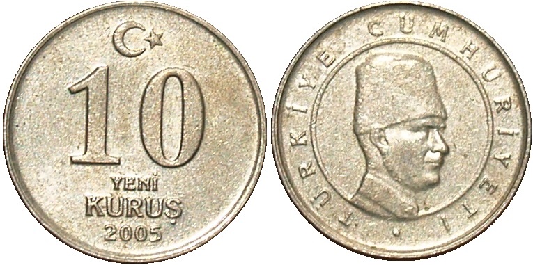 10 kurus 2005 rok Turcja (cena = 66 groszy)
