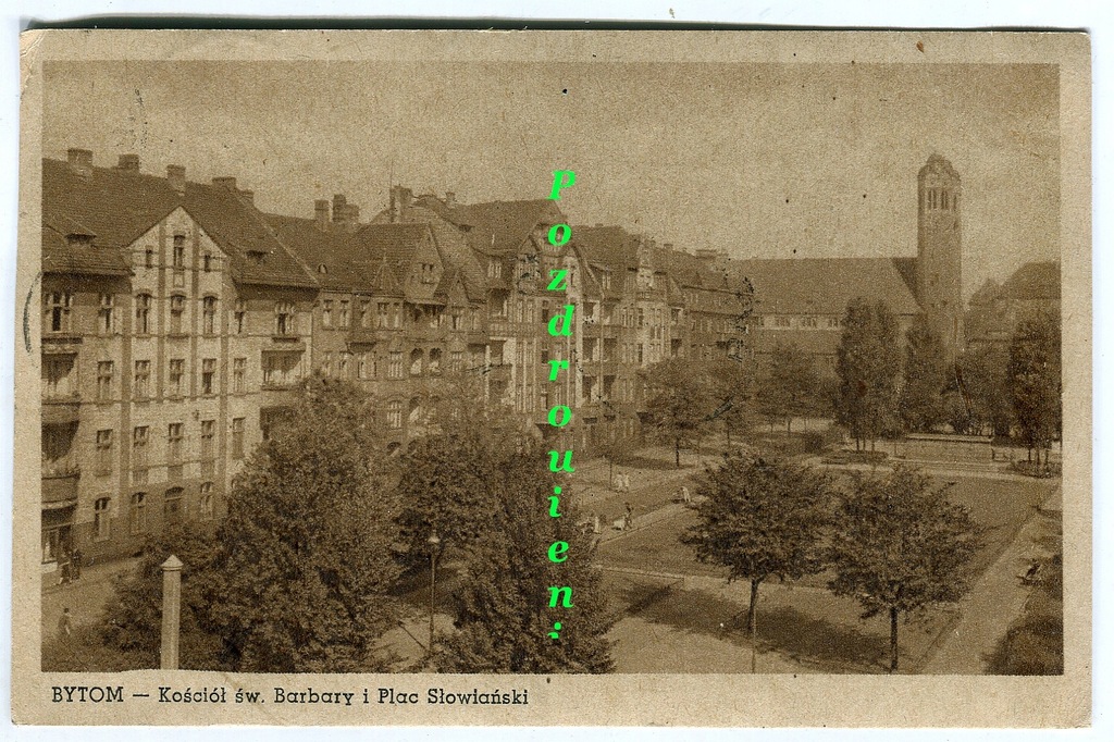 Bytom- Kościół Św. Barbary i Plac Słowiański- 1951
