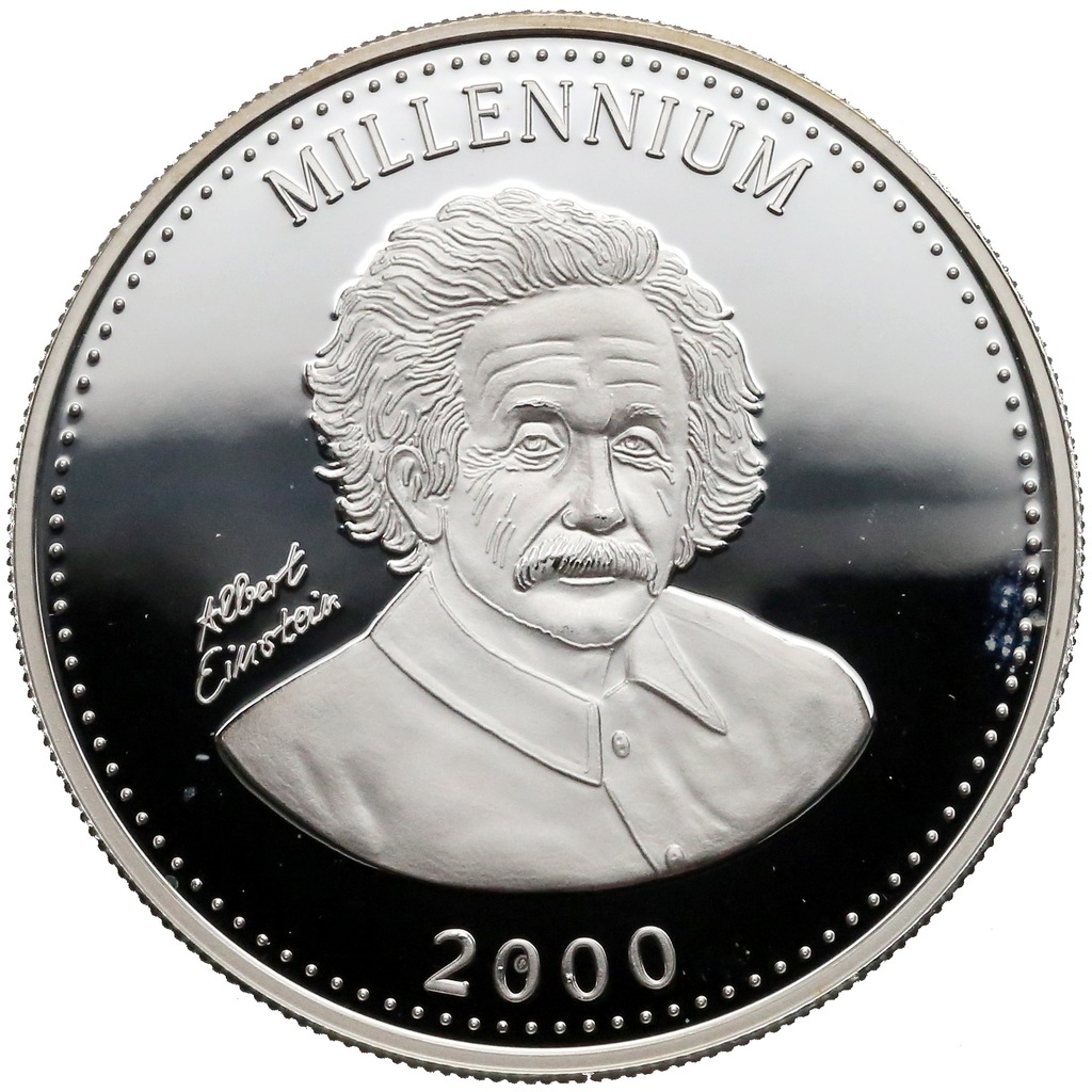 1077. Uganda, srebro 1000 szyllingów 1999 Einstein