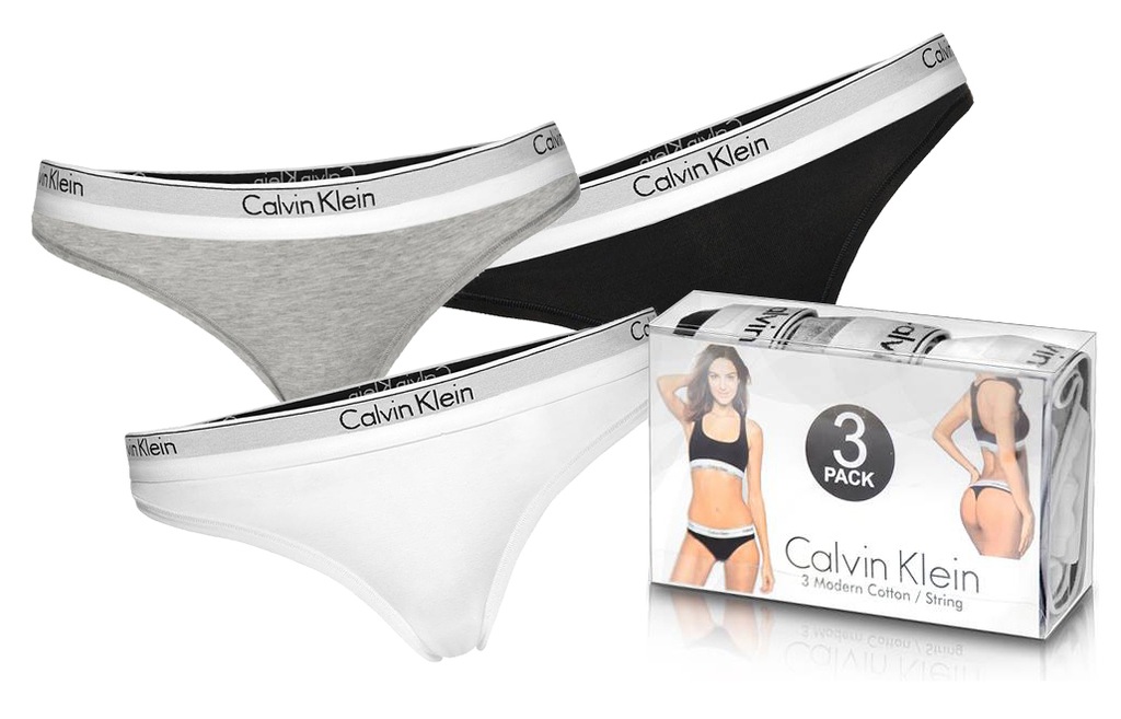 Calvin Klein Stringi Majtki Damskie 3 Pack R L 7269006870 Oficjalne Archiwum Allegro