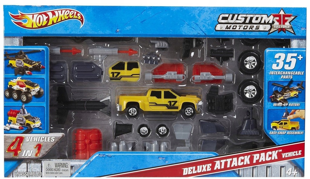 Hot Wheels Custom Motors DeLuxe Attack Pack 4w1