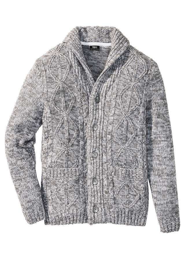 Sweter rozpinany w warkocze szary 44/46 (S) 936323