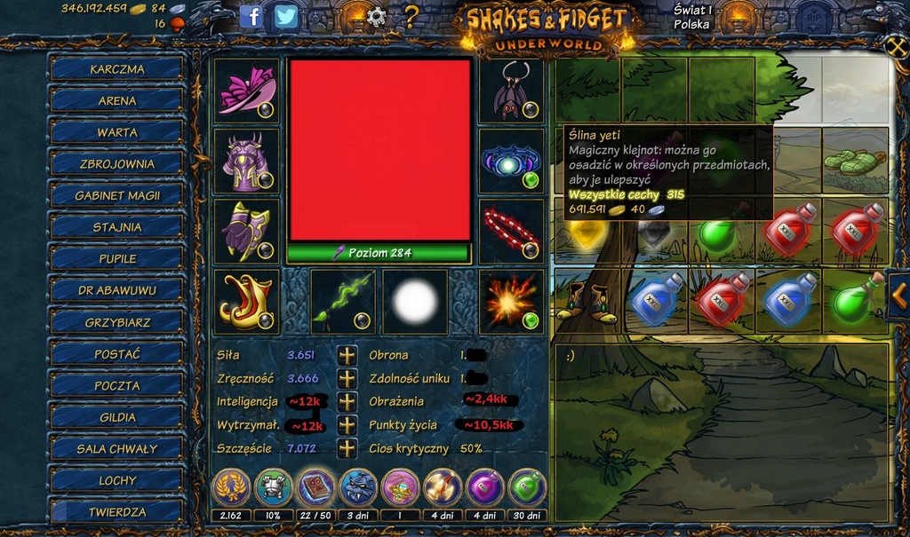 Konto Shakes & Fidget - (mag 285) sfgame