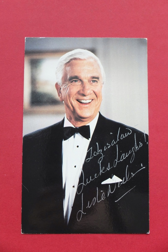 Leslie Nielsen - ORYGINAŁ autograf - prezent