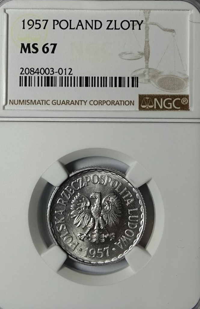 1 złoty 1957 - NGC MS67 - MAX NOTA !! tylko 2 szt.