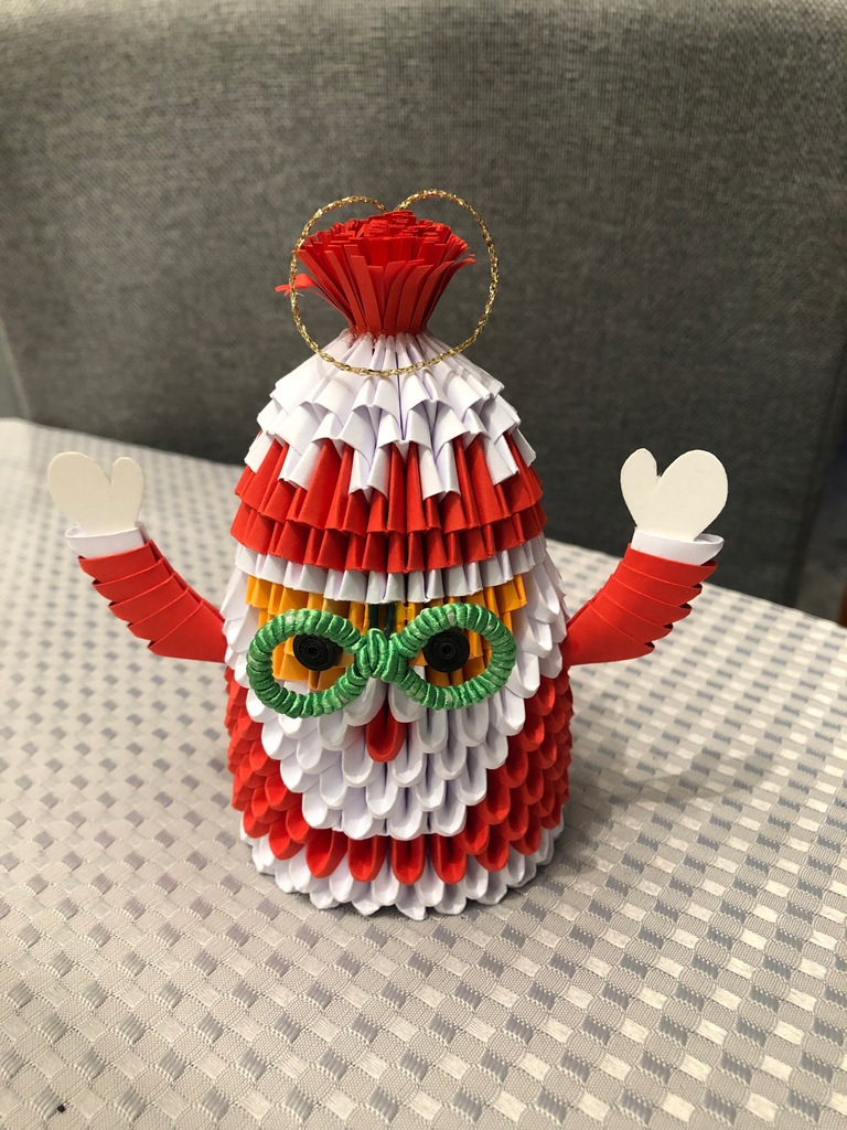 Origami Modułowe Mikołaj Gwiazdor Ozdoba Święta 3D