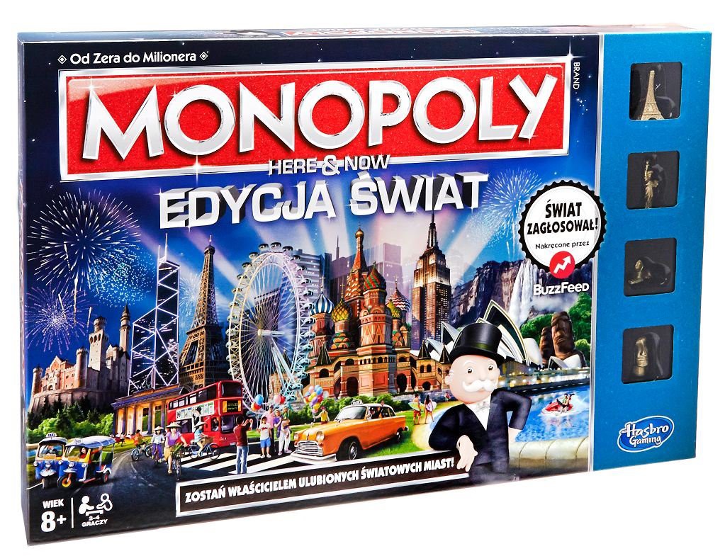 Bez folii Monopoly Świat Gra planszowa Tu Teraz