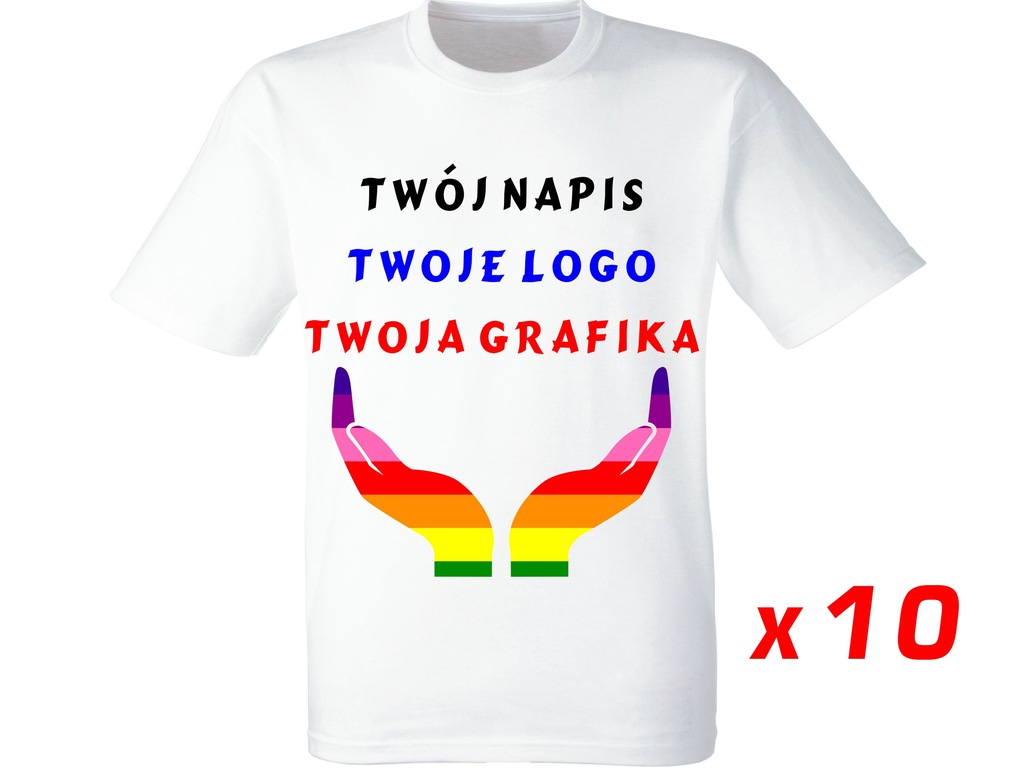 Koszulki 10szt T-shirt Nadruk Grafika Logo Reklama